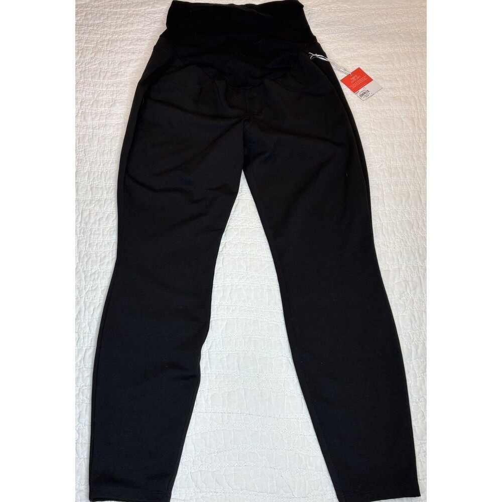 NEW Aglow maternity ponte leggings black pull on stretch pockets Sz L comfort